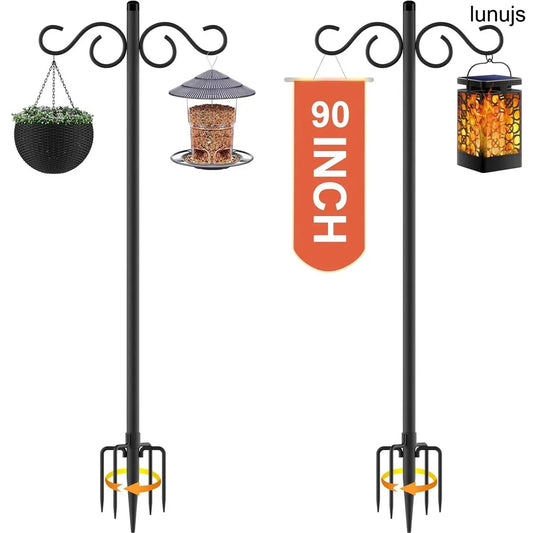 2-Pack 90" Outdoor Shepherd Hooks – Bird Feeder & Hanging Basket Poles